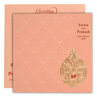 Paisley theme Pink Indian wedding cards, Buy Muslim wedding invitations online